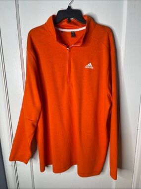 Adidas 2XLT Orange Quarter Zip Pullover Sweatshirt 2X Tall Men’s Classic